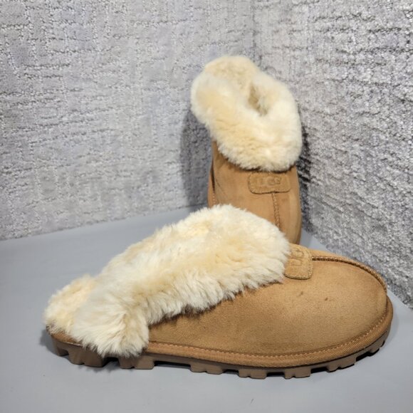 UGG Coquette Womens Size US 10 Chestnut Suede Sheepskin Lining Slip On Slipper - Picture 3 of 10